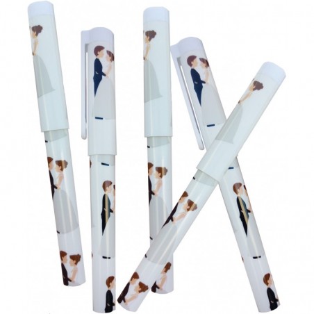 Bolso abanico costurero set de manicura monedero espejo y bolígrafo en bolsa kraft blanca personalizada con adhesivos