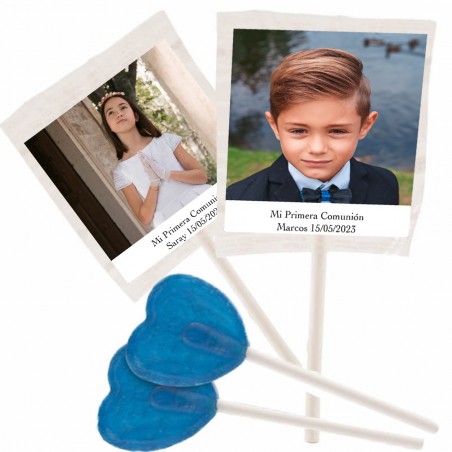 Piruleta personalizada pintalenguas con foto y texto para bodas bautizos comuniones cumpleaños o empresas