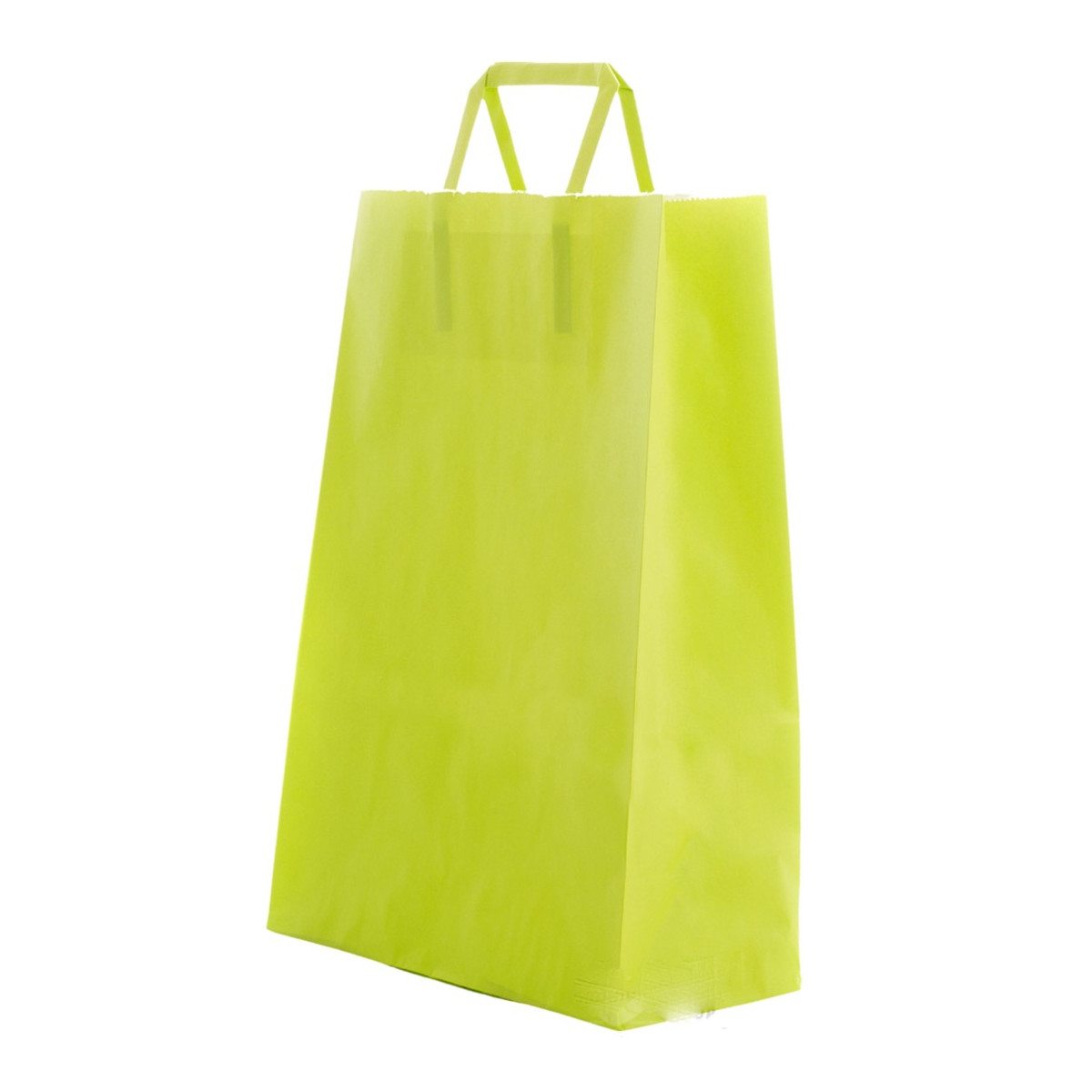 Bolsa de papel celulosa color pistacho con asa plana