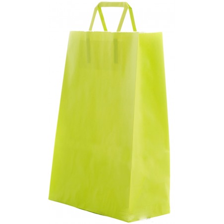 Bolsa De Papel Celulosa Color Pistacho Con Asa Plana