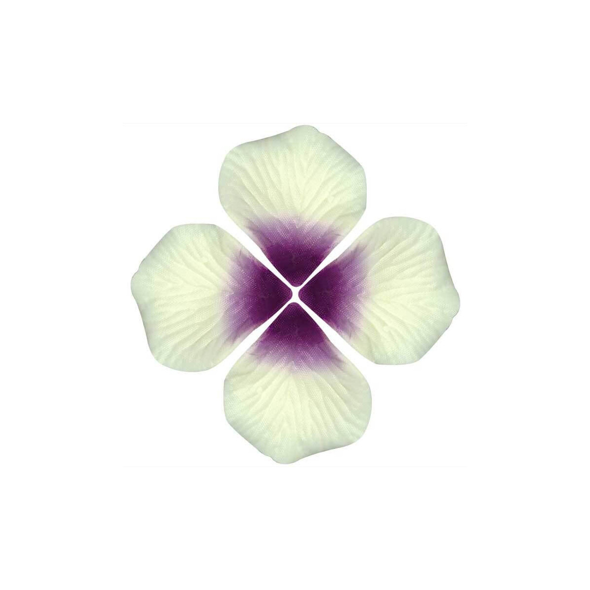 Pétalos de rosa artificiales blanco y morado para decoración de eventos