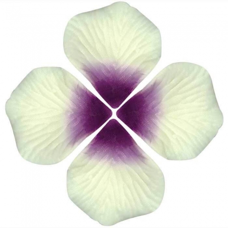 Pétalos de rosa artificiales blanco y morado para decoración de eventos