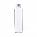 Botella transparente de cristal con tapón de acero