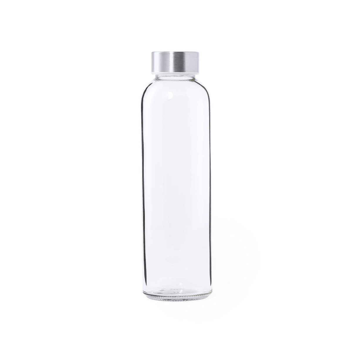 Botella transparente de cristal con tapón de acero