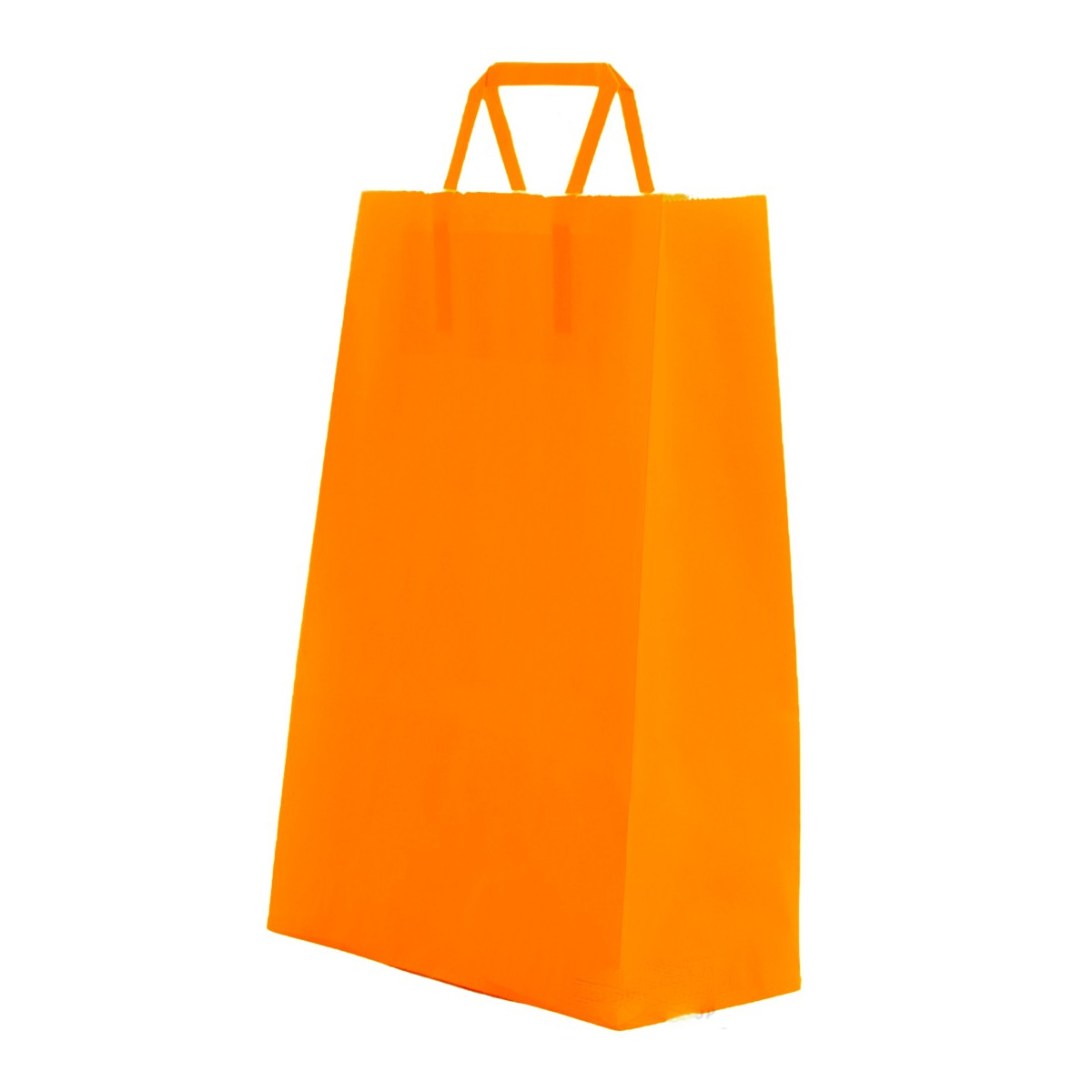 Bolsa papel celulosa color naranja con asa plana
