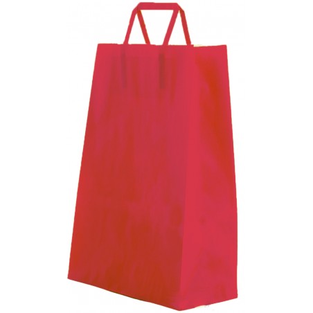 Bolsa De Papel Celulosa Color Roja Con Asa Plana