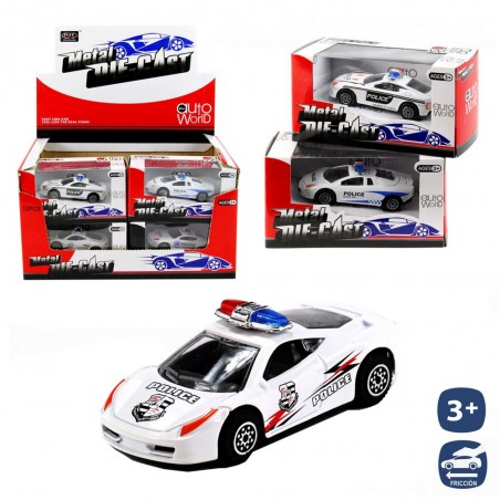 Coche Policía Metal Autoworld 3 M 9 Cm