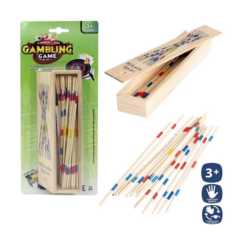 Mikado madera 31 pzas caja c tapa 18 cm