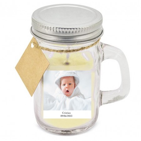 Vela Aromática Personalizada Con Foto Y Texto Para Bodas, Bautizos, Comuniones Y Cumpleaños