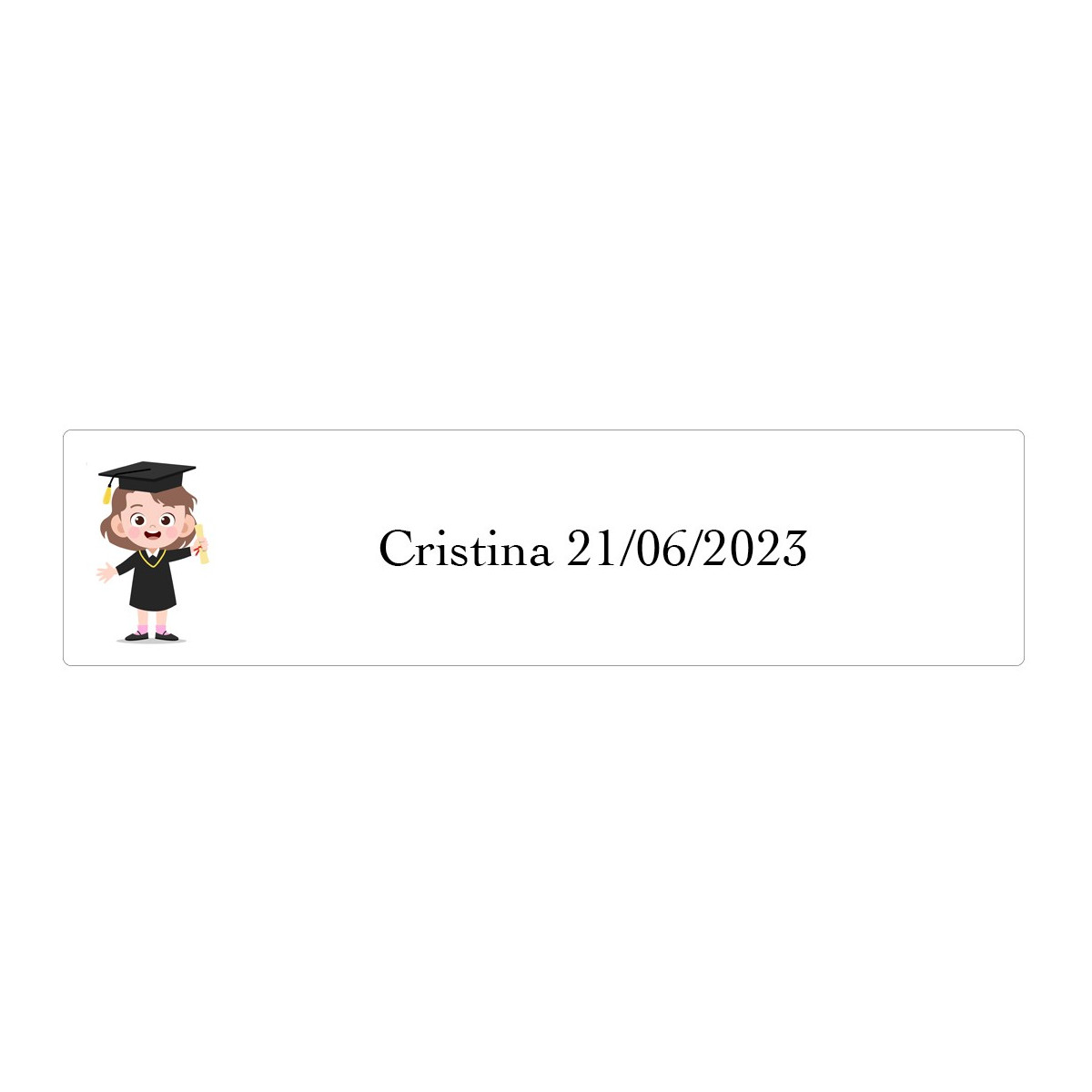 Adhesivo personalizado graduación niña fondo transparente