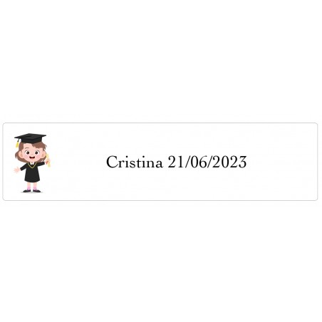 Adhesivo Personalizado Graduación Niña Fondo Transparente