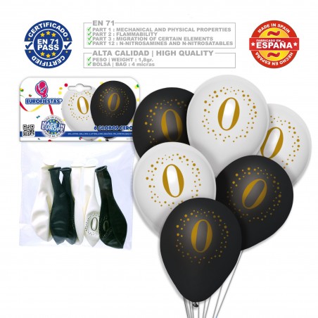 Globos Impreso 0 Blanco Negro