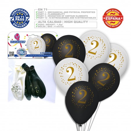 Globos Impreso 2 Blanco Negro
