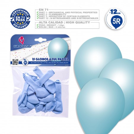 Globos 5r 15 pastel azul