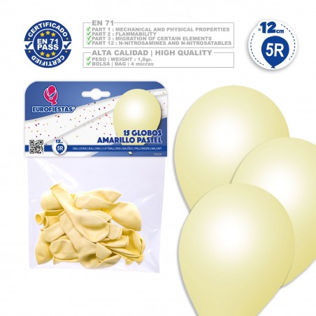 Globos 5r 15 Pastel Amarillo