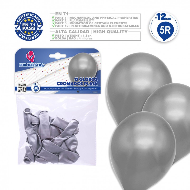 SET CHROME PLATA - GLOBOS NEGROS