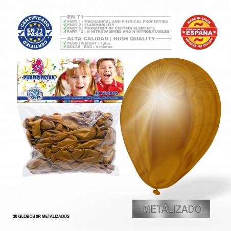 Globos oro metal 30 unidades