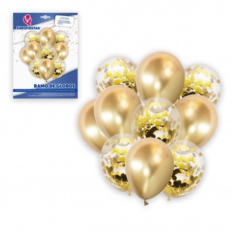 Ramo De Globos Cromo Oro