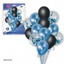Set Globos 13 Cromo Pastel+confeti Azul