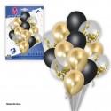 Set globos 13 cromo pastel+confeti oro