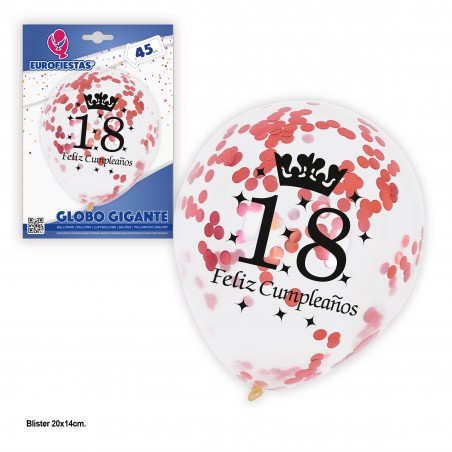 Globo Transparente Confeti Oro Rosa 18 Cumple