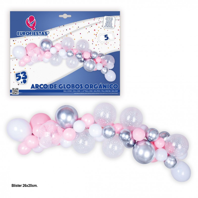 Arco Globos Organico Rosa Y Plata Arco Globos Organico Rosa Y Plata