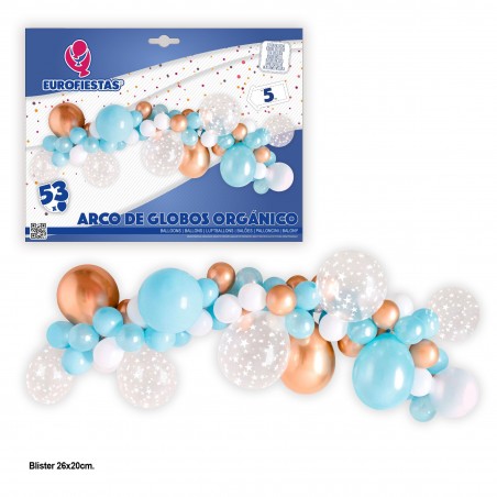 Arco Globos Organico Azul Y Oro