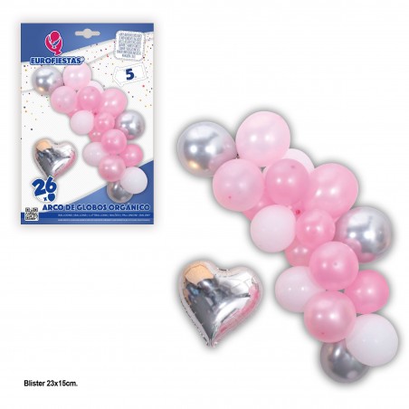 Arco Globos Organico Rosa Corazon
