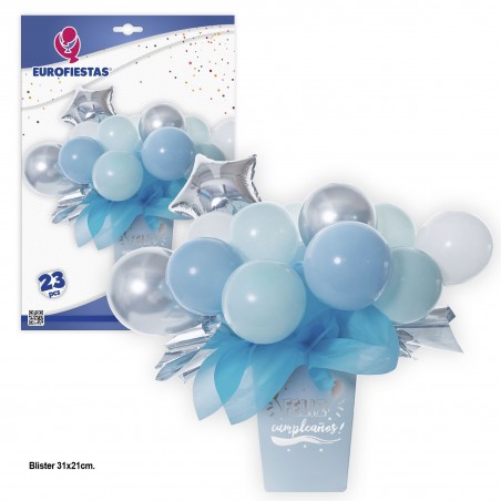 Set Globos Con Jarron Azul