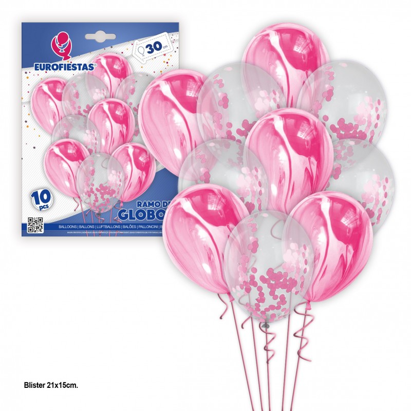 Set 10 Globos Marmol Y Confeti Rosa Set 10 Globos Marmol Y Confeti Rosa