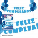 Guirnalda feliz cumpleaños azul con globos