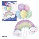 Set Globo Poliamida Arco Iris Con Globos Latex Pastel