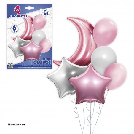 Set Globos Poliamida Y Latex Luna Rosa