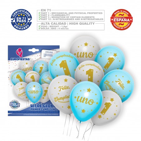 Set Globos Feliz Cumpleaños Celeste Y Blanco especiales cantabria Set Globos Feliz Cumpleaños Celeste Y Blanco