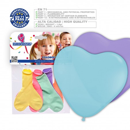 Globos Corazon Pastel Surtido 5