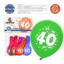 Globo colores surtidos 9r número 40 impreso 6 unidades