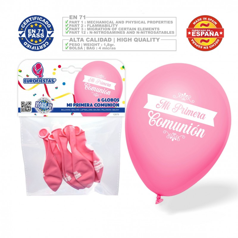 Globos 1ª comunion m2 rosa