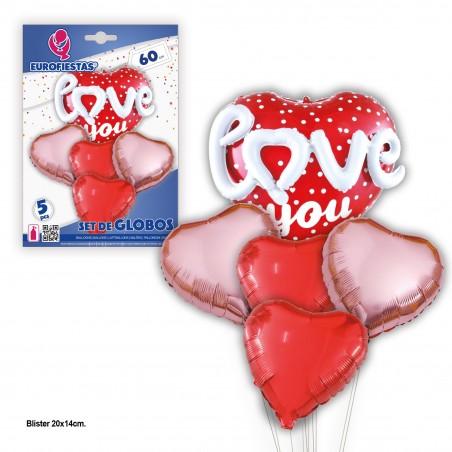 Set globos corazon love you