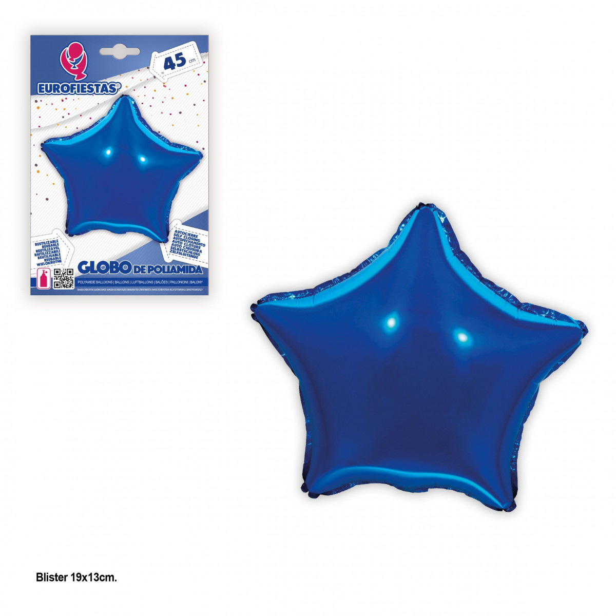 Globo poliamida estrella azul marino 45cm