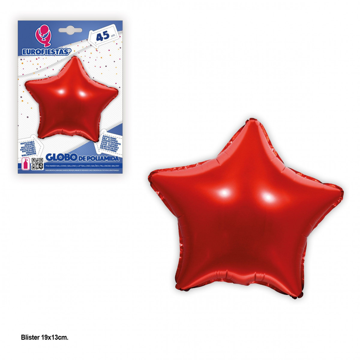 Globo poliamida estrella roja 45cm