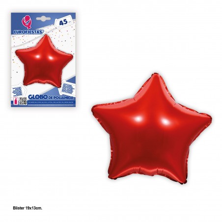 Globo poliamida estrella roja 45cm