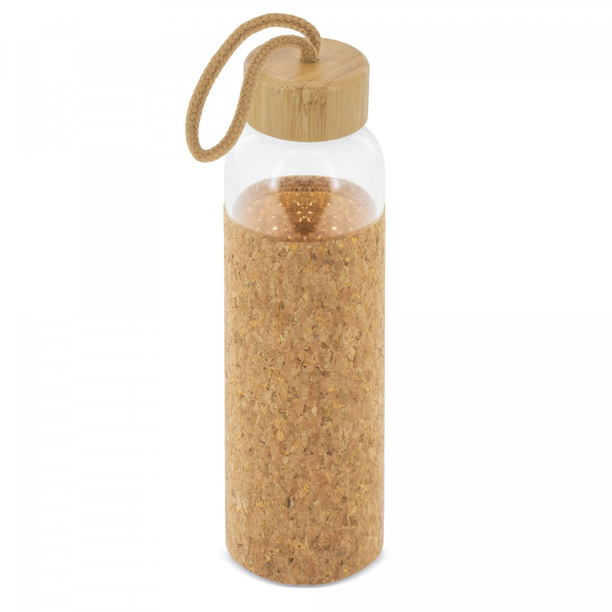 Botella cristal tapon bambu corcho