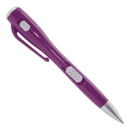 Bolígrafo morado original con linterna