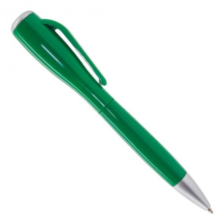 Bolígrafo verde original con linterna