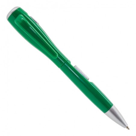Bolígrafo verde original con linterna