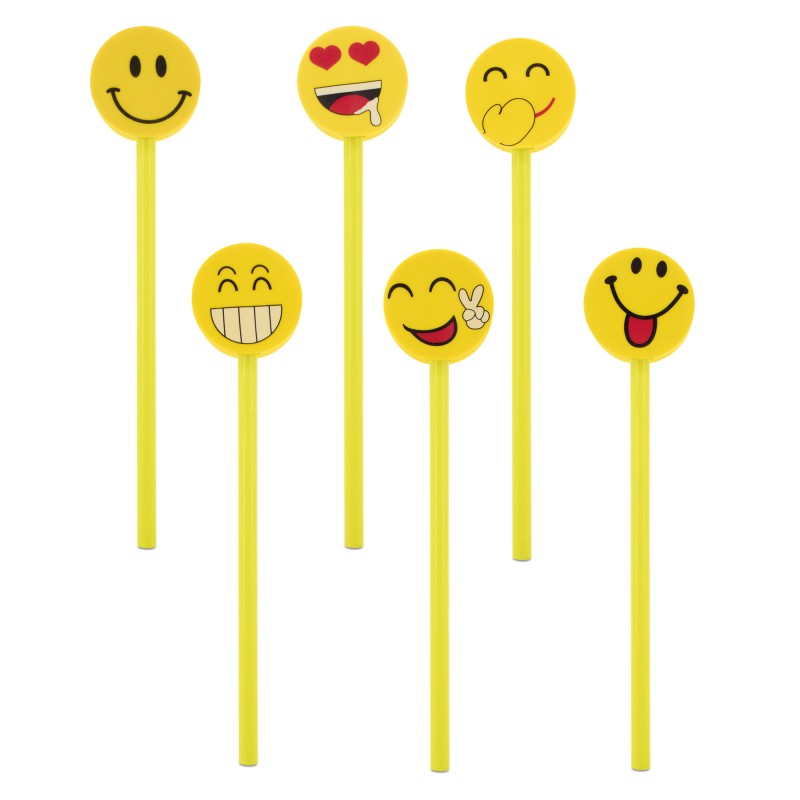 Pack De 6 Lápices Con Emoticonos Pack De 6 Lápices Con Emoticonos