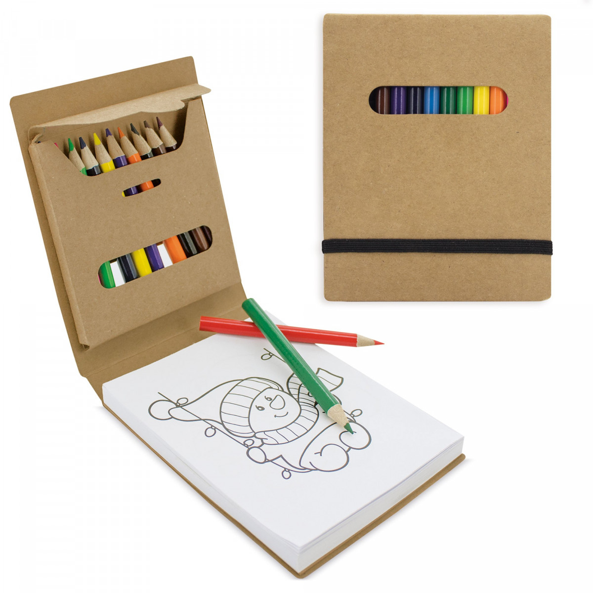 Libreta con lápices de colores y dibujos para colorear El regalo perfecto para los más creativos