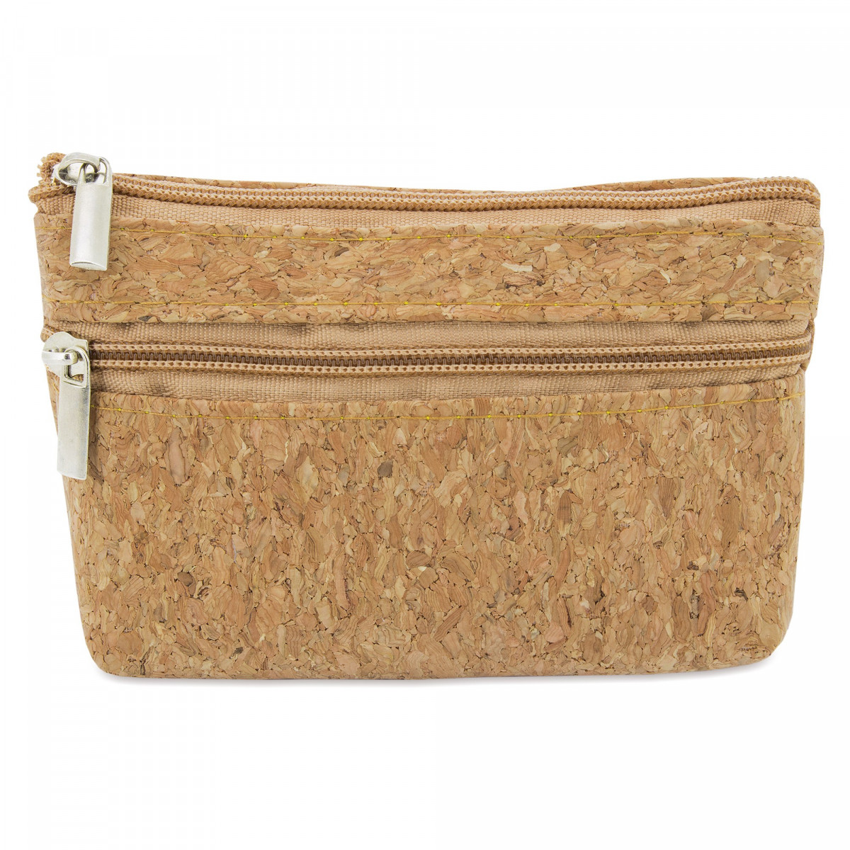Monedero de corcho con doble cremallera: compacto y natural