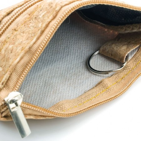 Monedero de corcho con doble cremallera: compacto y natural