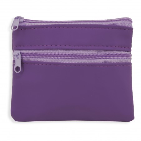 Monedero morado con cremalleras